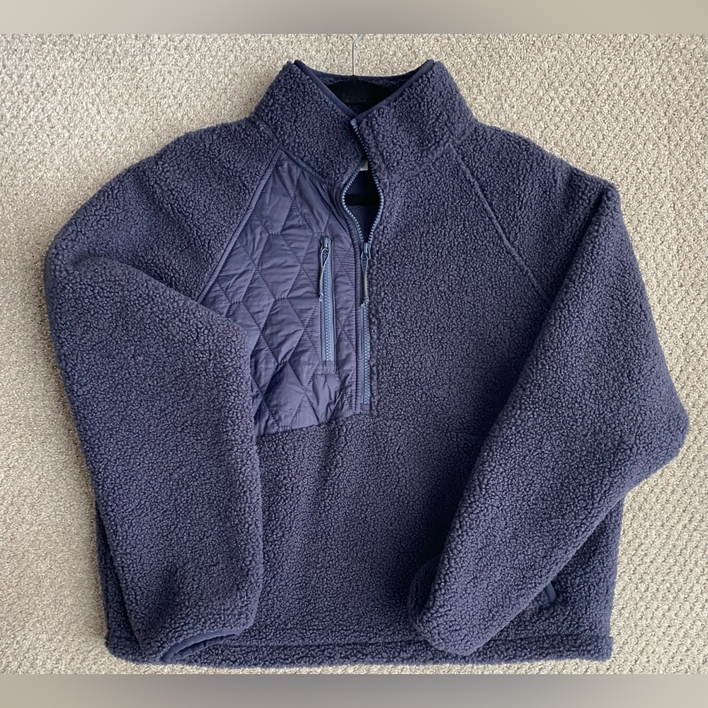 Joylab fleece pullover jacket half zip blue gray size large